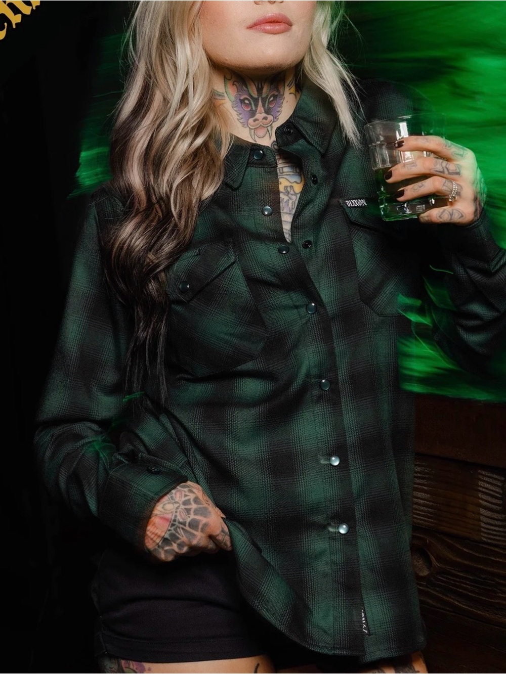 DIXXON WOMEN'S ABSINTHE HERITAGE FLANNEL